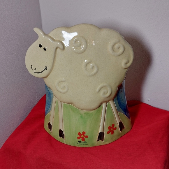 Molde Pottery 3D Sheep Ceramic Folk Art Figurine Oval Base Hand Painted Portugal - Picture 10 of 12